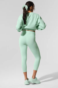 Sudadera de Forro Polar para Mujer, Cuello Redondo, Color Verde Menta, Ecológica, Sostenible, Precio de Fábrica - Product Image 2