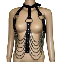 HMB-429D HARNAIS EN CUIR VÉRITABLE POUR FEMMES NOIR CLUB LADY MISTRESS HARNAIS BDSM FASHION WEAR