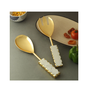 Serveur à salade en laiton Design tendance Couverts Poignée en résine Ensemble de service à salade Acier miroir au meilleur prix - Product Image 2