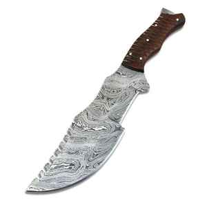 Traqueur de lame en acier damas de taille personnalisée couteau à lame fixe manche en bois couteaux de camping de chasse en plein air - Product Image 1