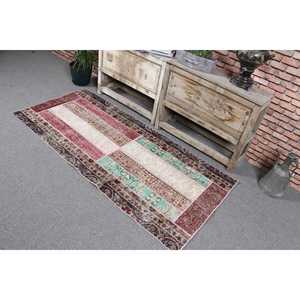 Tapis turc vintage, tapis d'appoint 2,7x6 pi (83x182 cm), tapis en laine rouge camouflage - Product Image 4