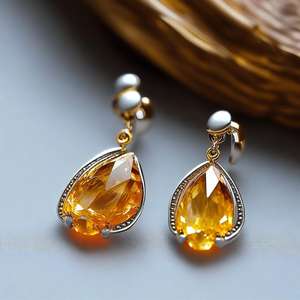Pendientes colgantes de piedras preciosas con forma de limón y Plata de Ley 925 chapados en oro de 18 quilates para mujeres y niñas - Product Image 5