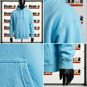 Sweat à capuche imprimé Love Is In The Air pour homme, en coton bleu clair, tissu French Terry, style streetwear décontracté, coupe classique, printemps, fabrication OEM. - Product Image 5