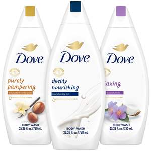 Dove - Juego de 3 Jabones Líquidos Corporales Ecológicos Desechables, Variedad de Aromas, Relajantes, Nutritivos, para una Piel Más Suave y Tersa, 25.3 Oz - Product Image 1