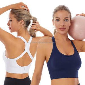 In Stock Seamless Women <b>Cross</b> Back Sports Bra Hollow Out Training Yoga Gym Running <b>Top</b> Breathable Wireless Vest for Girls - Product Image 2