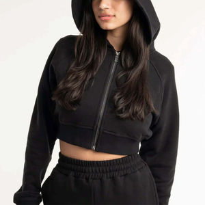 <b>Cropped</b> <b>Hoodie</b> <b>Women</b> Lightweight Sweatshirt Long Sleeve Comfortable Pullover Ideal <b>for</b> Home Travel Shopping and Office Use - Product Image 6