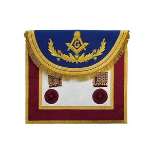 Tablier de broderie fait à la main du maître maçon du rite écossais bleu marron avec tablier maçonnique de vigne - Product Image 6