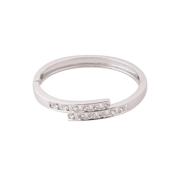 Amy Annette Bypass <b>Ring</b> Sterling Silver for Swarovski <b>Crystals</b> Trendy Eternity Inlay Number Shape Rhodium for Engagement Office - Product Image 2