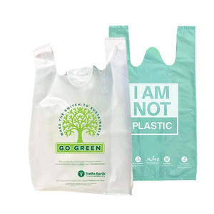 Impression personnalisée de merci T-shirt Sacs à provisions en plastique Sacs en plastique biodégradables PE pour épicerie être prêt à l'exportation pour ENTREPRISE-ACHETEUR - Product Image 1