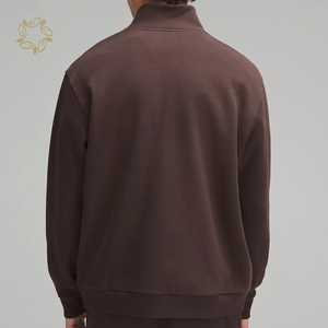 Sudaderas con capucha y sudaderas con media cremallera para hombre, ropa de algodón orgánico para hombre, jersey de cuello simulado personalizado de bambú para hombre, sudadera, Top - Product Image 6