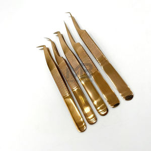 Pinzas de extensión de pestañas de acero inoxidable japonesas de plasma de oro rosa personalizables con etiqueta privada acepta diseños personalizados - Product Image 3