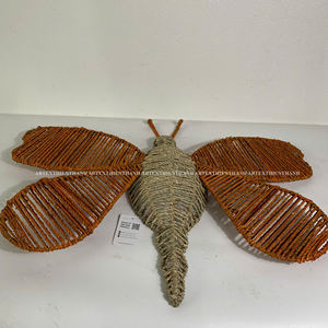 Joyful Orange Seagrass Butterfly Wall Hanging Ornaent Handwoven Seagrass Butterfly Decor Accent For Kids And Nursery Room - Product Image 5