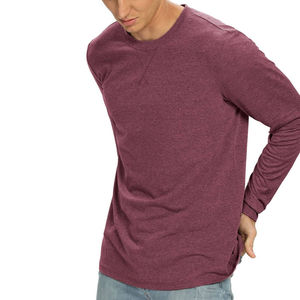 Camiseta blanca térmica de algodón de punto de manga larga con cuello redondo para hombre al por mayor, camisetas de manga larga, camisetas personalizadas, camisetas de moda - Product Image 3