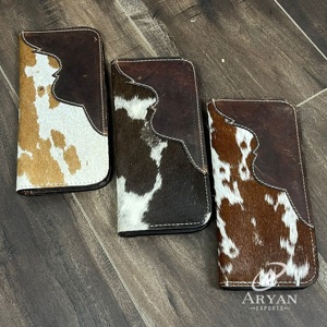 Carteras largas de piel de vaca auténtica personalizadas de alta calidad para hombre, carteras plegables delgadas para tarjetas de crédito con bolsillos con cremallera para hombre - Product Image 1