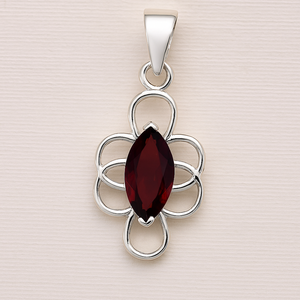 จี้เงินแท้ 925 ทรงมาร์ควิส ชุบโรเดียม ประดับพลอยโกเมนสีแดงธรรมชาติ เครื่องประดับหมั้นสำหรับผู้หญิง - Product Image 3