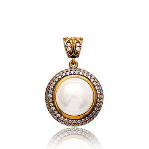 Authentic Design With <b>Pearl</b> <b>Charm</b> <b>Pendant</b> Turkish Handmade Wholesale 925 Silver Sterling Jewelry - Product Image 1