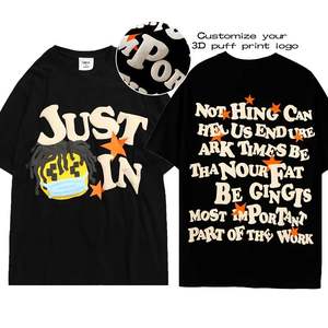 Camisetas para hombre de algodón pesado de gran tamaño cuello redondo transpirable manga corta Puff impreso camisetas de color puro - Product Image 5