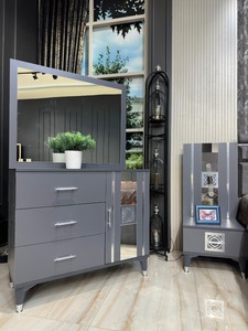 Juego de muebles de dormitorio de madera y tablero MDF de lujo moderno personalizado con características de almacenamiento duraderas de Metal para el hogar, Hotel, Villa, sala de estar - Product Image 5