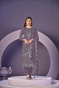 Vente chaude Lourd Faux Georgette Avec Paillettes Broderie Salwar Costume Femme Fabricant De Mode De Surat - Product Image 2