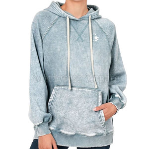 Sudaderas con Capucha Casuales Transpirables de Invierno para Mujer, Lavadas al Ácido Vintage, Logotipo Personalizado de Fábrica OEM en Existencia - Product Image 1