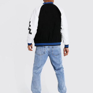 Vestes pour hommes Veste pour hommes Varsity Baseball personnalisée Veste noir blanc Letterman College Style Streetwear Laine Cuir Manches - Product Image 3