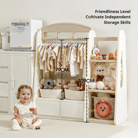 Kinder-Kleiderschrank-Organizer Mantel- und Hut-Aufbewahrungsregal Hängestange und Ablagefach Baby-Kleiderschrank