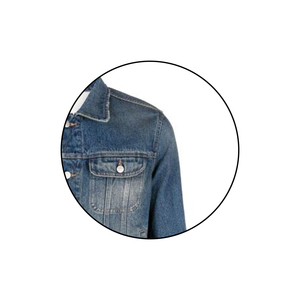 Chaqueta vaquera con cuello levantado para hombre de alta calidad estilo High Street con lavado deshilachado y lejía nueva moda al por mayor - Product Image 4