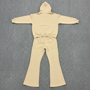 Ensemble de survêtement tendance et respirant, haut court à capuche et pantalon de jogging à revers, sur mesure, vente chaude - Product Image 3