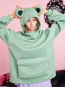 Sudadera con Capucha Extra Grande para Mujer, Gruesa, de Invierno, de Color Sólido, de Algodón, de Manga Larga - Product Image 6