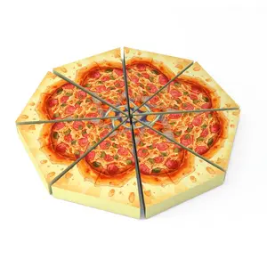 En iyi fiyat tek kapaklı pizza dilim kutusu tarzı ambalaj logo ile bir dilim üçgen sarı pizza kutusu