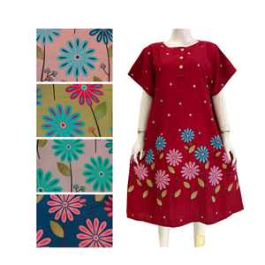 Beau motif floral femmes surdimensionné Daster robe à manches courtes maison salon porter des vêtements de nuit quotidiens à vendre - Product Image 6