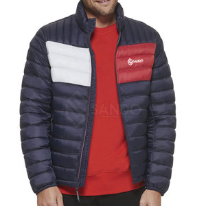 เสื้อแจ็คเก็ตพัฟเฟอร์ฤดูหนาวคุณภาพสูงสำหรับผู้ชาย โลโก้สั่งทำได้ ผ้าโพลีเอสเตอร์กันน้ำ คอตั้ง ลายตัวอักษร สไตล์ไฮสตรีท - Product Image 4