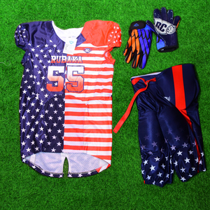 Maillot de football américain personnalisé en gros à manches courtes respirant 100% polyester conception sublimée de haute qualité - Product Image 1