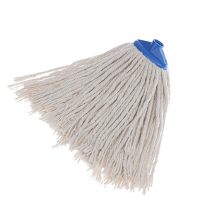 Vadrouille à douille en coton blanc naturel avec tête de vadrouille circulaire lavable et raccord Excel à bande plate - Product Image 3