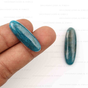 Apatite bleue naturelle de qualité supérieure 10x30mm Long ovale dos plat calibré Cabochon en vrac pierres précieuses fabrication de bijoux fournisseur en vrac - Product Image 3