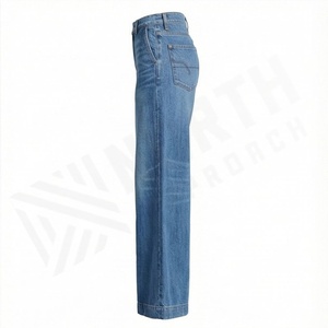 Pantalons pour femmes respirants et tendance, pantalons cargo décontractés en denim, jeans à jambes larges, couleur personnalisée, streetwear élégant, bas pour femmes - Product Image 3