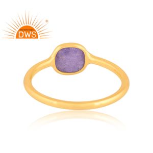 Meilleure vente Bague empilable en argent sterling plaqué or 18 carats avec pierre précieuse de tanzanite naturelle Demi fabricant de bijoux fins - Product Image 4