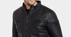 Veste en cuir pour homme style motard, automne-hiver, fermeture éclair, matériau de haute qualité, manches longues, veste en cuir tendance pour homme - Product Image 2