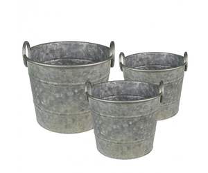 New Rustique Herb Pot Holder <b>Basket</b> For Home Garden Decorative Use Floor Planter In Galvanized Metal - Product Image 2