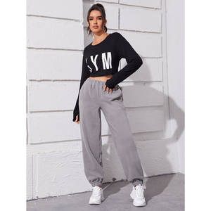 Pantalones Deportivos de Felpa Personalizados para Mujer con Logotipo, Pantalones de Chándal de Algodón para Invierno, Ropa Deportiva Informal con Cordón y Bolsillos - Product Image 3