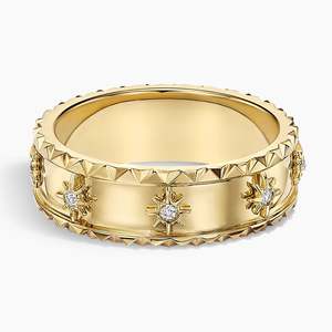 Anillo AURALUXURIA para Mujer, Oro Amarillo de 14K, Diamante Cultivado en Laboratorio, Diseño de Estrella con 8 Piedras Laterales - Product Image 1