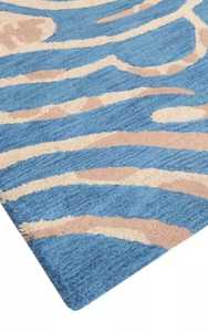 Tapis moderne en laine touffeté à la main de conception abstraite bleue contemporaine taille personnalisée de qualité supérieure disponible en coton à poils en peluche - Product Image 5