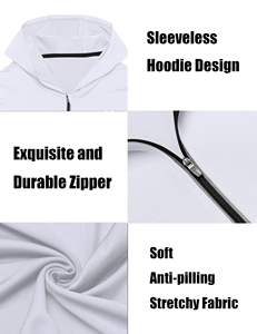 Mens sleeveless fitted fitness <b>hoodie</b> <b>gym</b> wear for workout training bodybuilding performance - Product Image 5