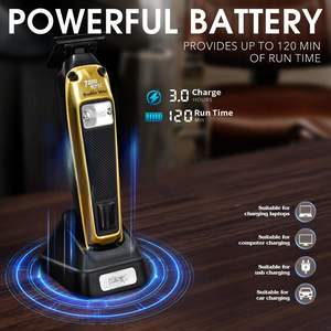 Tondeuse à cheveux sans fil professionnelle pour hommes, moteur BLDC, lame détachable avec revêtement DLC, étanche IPX7, base de charge pour barbiers - Product Image 2