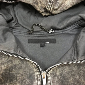 เสื้อมีฮู้ดแบบสวมหัวผ้าฝ้าย100% วินเทจซักด้วยกรดตัดขอบแบบไม่มีความทุกข์ในฤดูหนาวเทอร์รี่มีฮู้ดผ้าฝรั่งเศสพิมพ์ลาย - Product Image 4