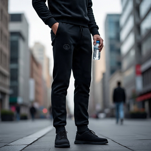 Pantalon de jogging en molleton épais pour homme avec logo personnalisé, confortable, idéal pour la gym, le sport et le quotidien, coupe décontractée. - Product Image 1