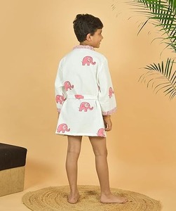 신상품 핸드 블록 프린트 코튼 기모노 키즈 여성용 목욕 가운 착용 기모노 - Product Image 2