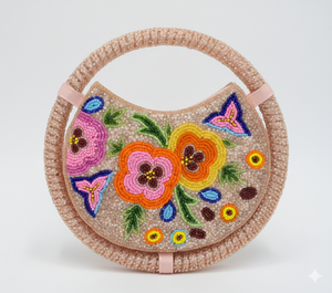 Bolso de Playa Circular de Tela No Tejida Bordado a Mano Estilo Bohemio, Bolso de Mano Tejido con Cierre de Cremallera para Mujer, Bolso de Moda - Product Image 3