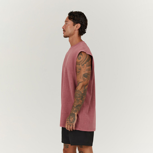 Men's Custom Sleeveless Acid Wash T-Shirt Vintage Distressed <b>Plain</b> Dyed Jersey Fabric Sprig Summer Used Sleeveless <b>Tshirt</b> Men - Product Image 3