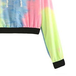 เสื้อฮู้ดครอปท็อปผู้หญิงลายมัดย้อม ผ้าหนาสำหรับฤดูหนาว ดีไซน์ใหม่สั่งทำได้ ไซส์พลัส แฟชั่น ไม่เป็นขุย ระบายอากาศได้ดี - Product Image 5